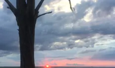 The sun sets off the coast of Cumberland Island