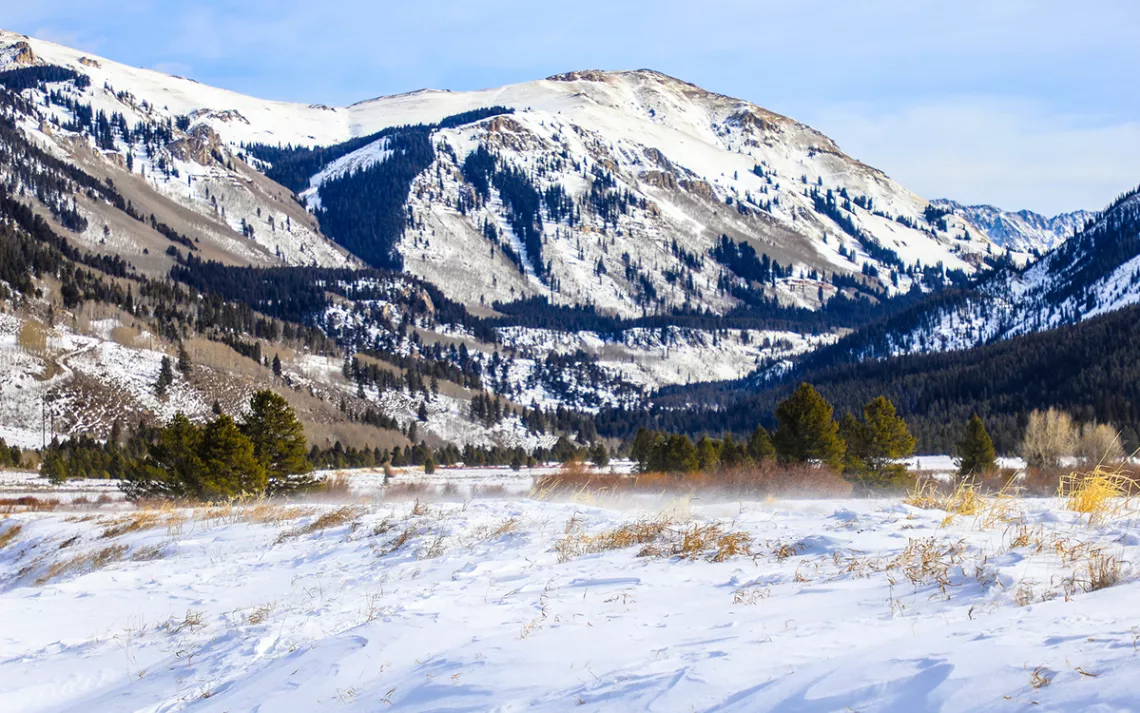 Winds whip the snow around Thursday, Jan. 14, 2021, in Camp Hale, Colo.