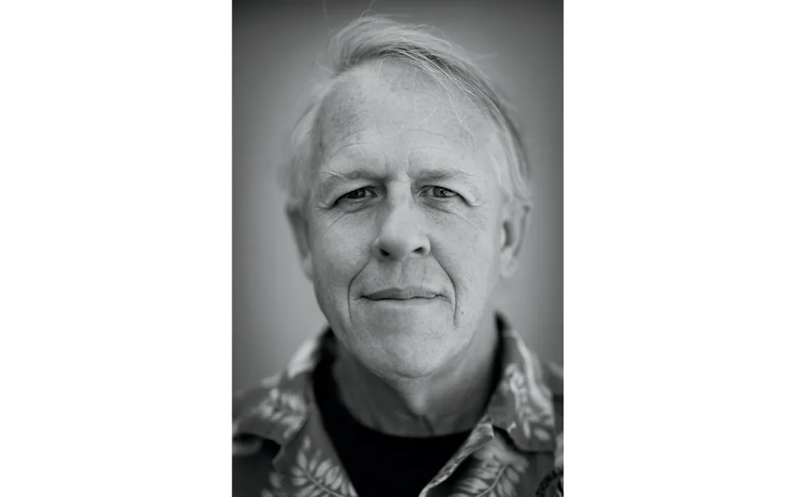 Close-up of Chris O'Brien, with gray hair and wearing a Hawaiian shirt.