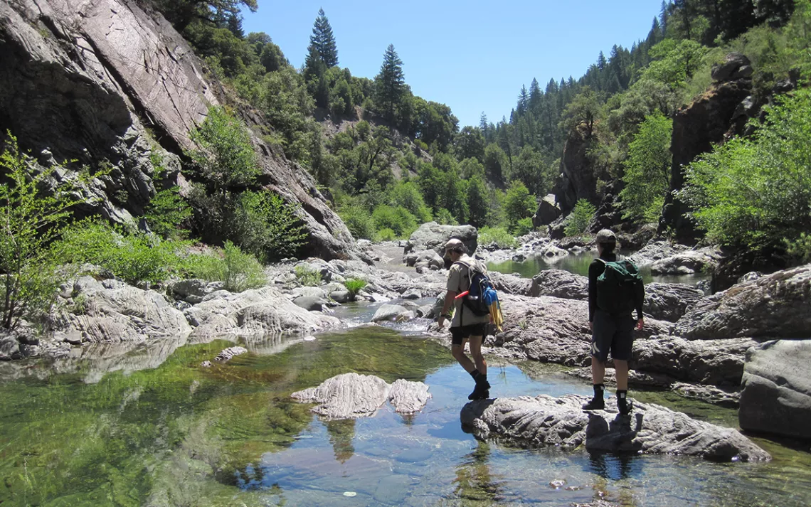 Looking for steelhead in the middle fork Eel River. Photo by Zane Ruddy/BLM