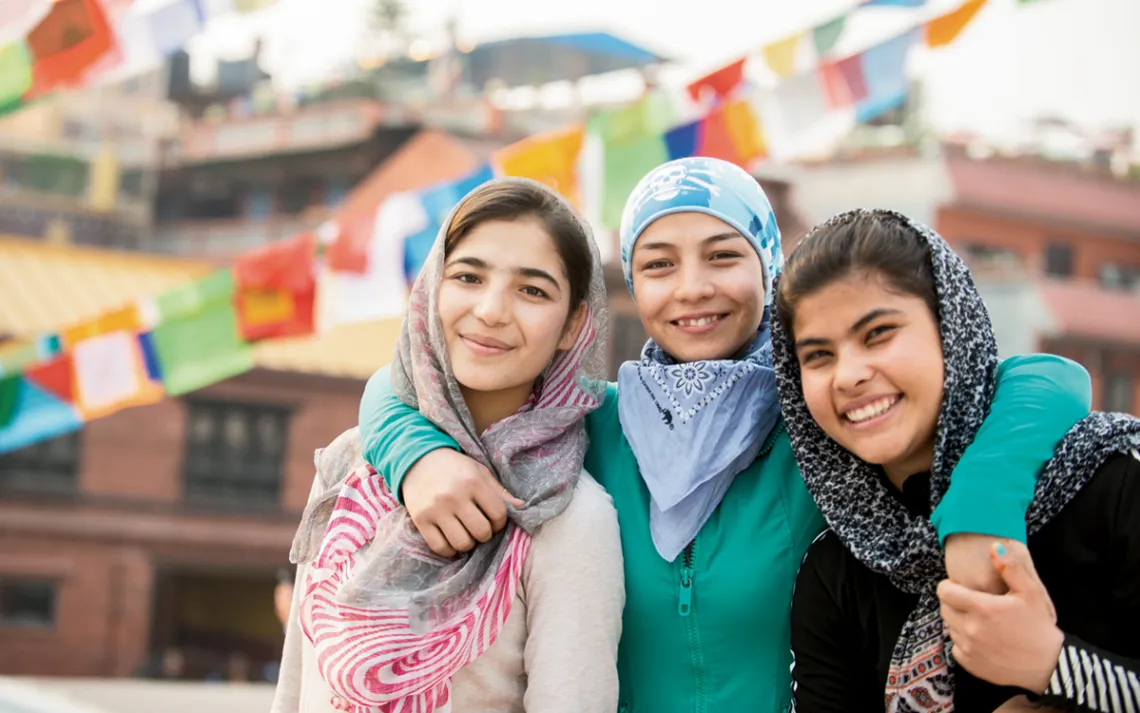 Shogufa, Neki, and Mariam Muhammadi in Kathmandu. 