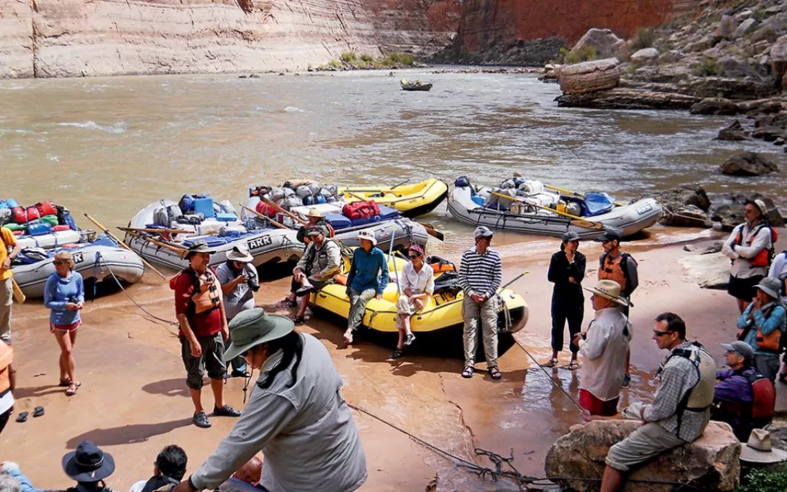 A lunchtime pullout and shady spot for the daily strategy session in the Grand Canyon. 