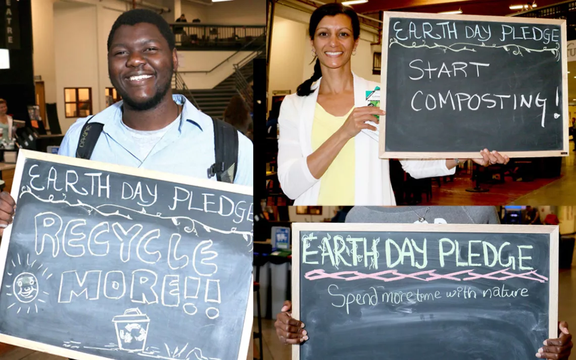 Thompson Rivers University students answer the question "What is your Earth Day pledge?"