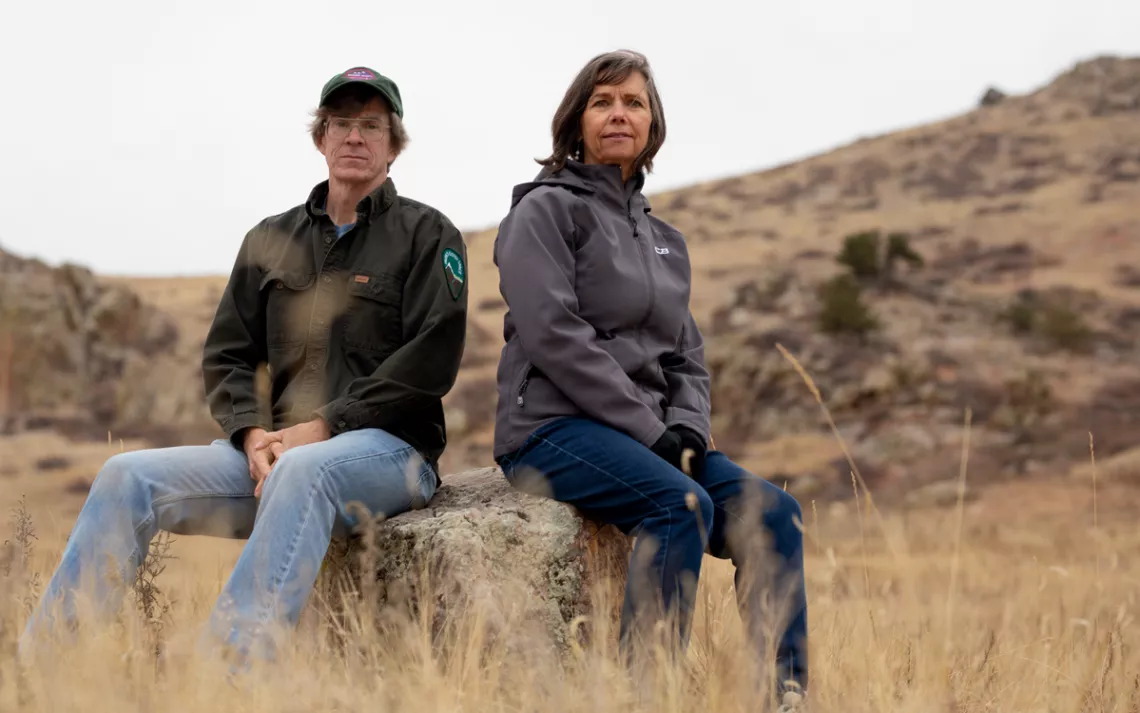 Boulder County biologist Dave Hoerath and resource management manager Therese Glowacki at the Ron Stewart Preserve