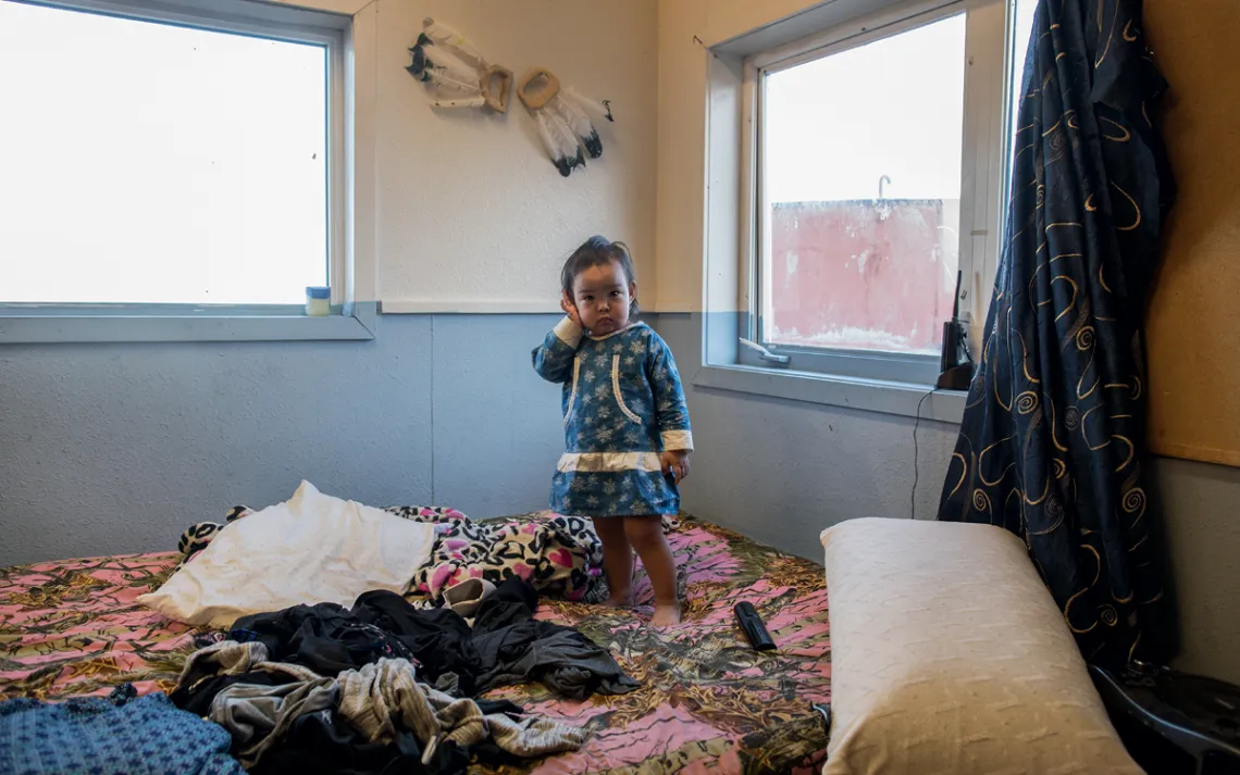 Katie Ayuluk's daughter at the school where the family has been living.