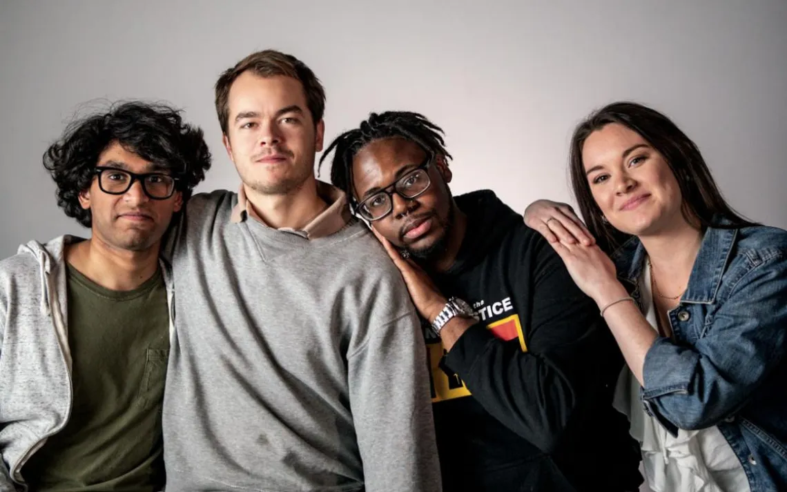 Nashville Sunrise Movement members Sudeep Ghantasala, Eli Motycka, MarTaze Gaines, and Lauren Hindman.