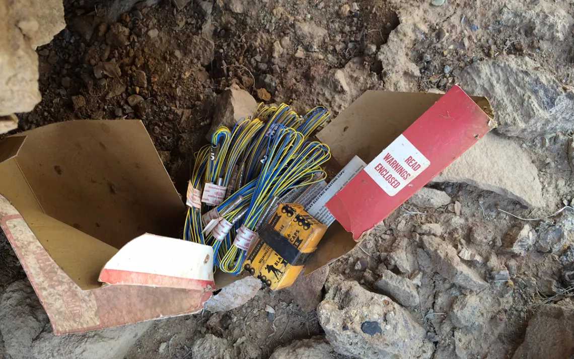 Old explosives found by Mehall while scouting routes in Bears Ears during Spring 2017