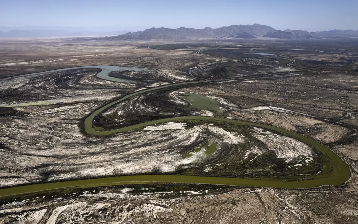 The Colorado River wends its way through the Mexicali Valley.