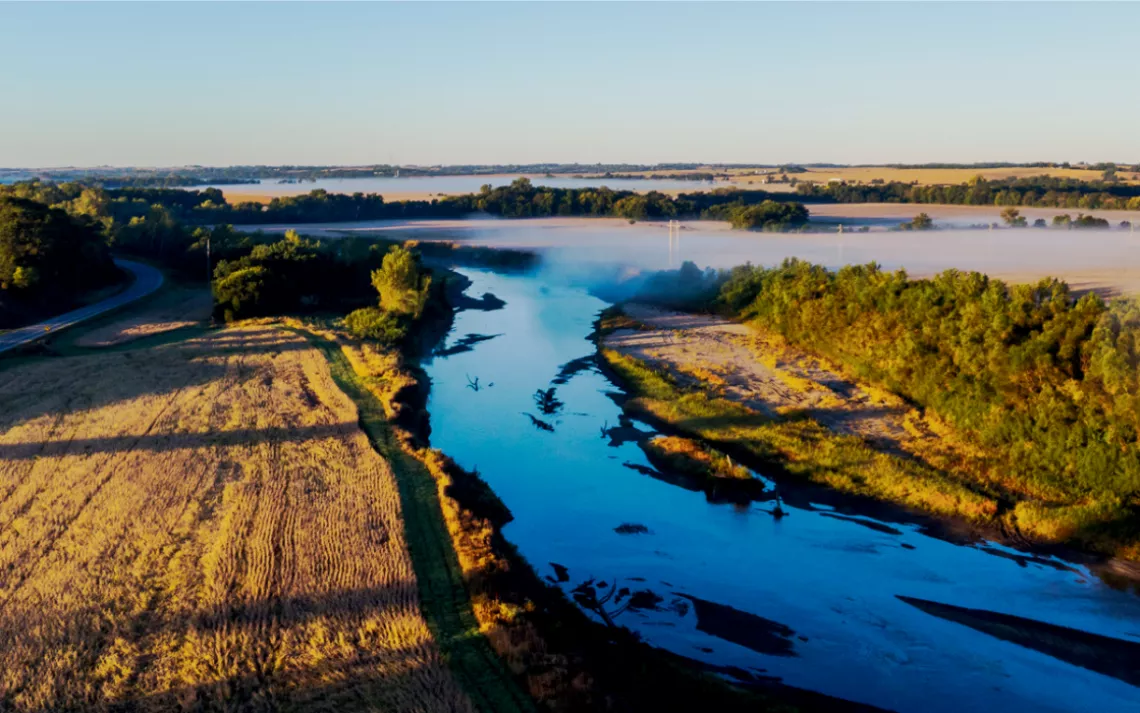 Surrounded by cropland, the West Nodaway River is one of the most polluted waterways in Iowa.