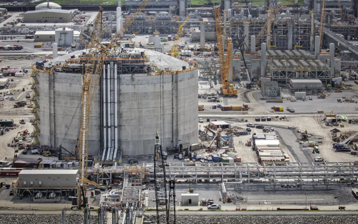 The Venture Global Calcasieu Pass export terminal, under construction in Cameron Parish.