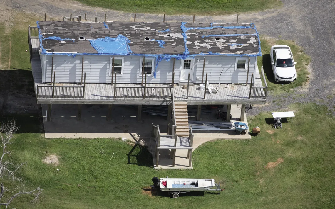 Months after Hurricane Delta hit, many residences in the Lake Charles area were still in disrepair.