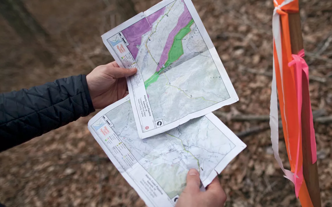 A map of the proposed route for the Atlantic Coast Pipeline