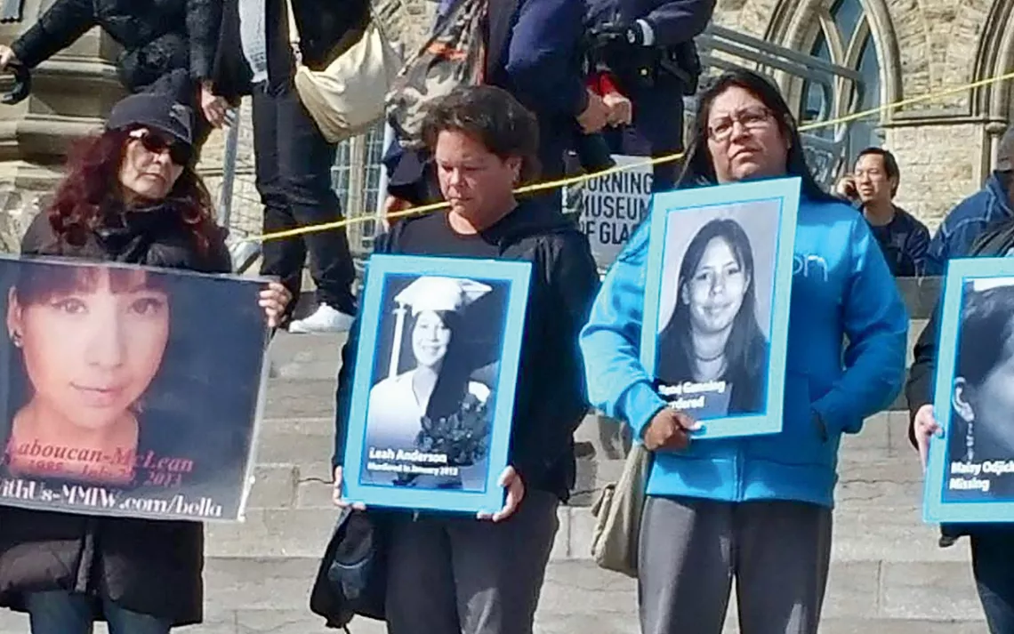 Connie Greyeyes and others attend a vigil in Ottawa in 2015, honoring victims and calling attention to the epidemic of violence against indigenous women.