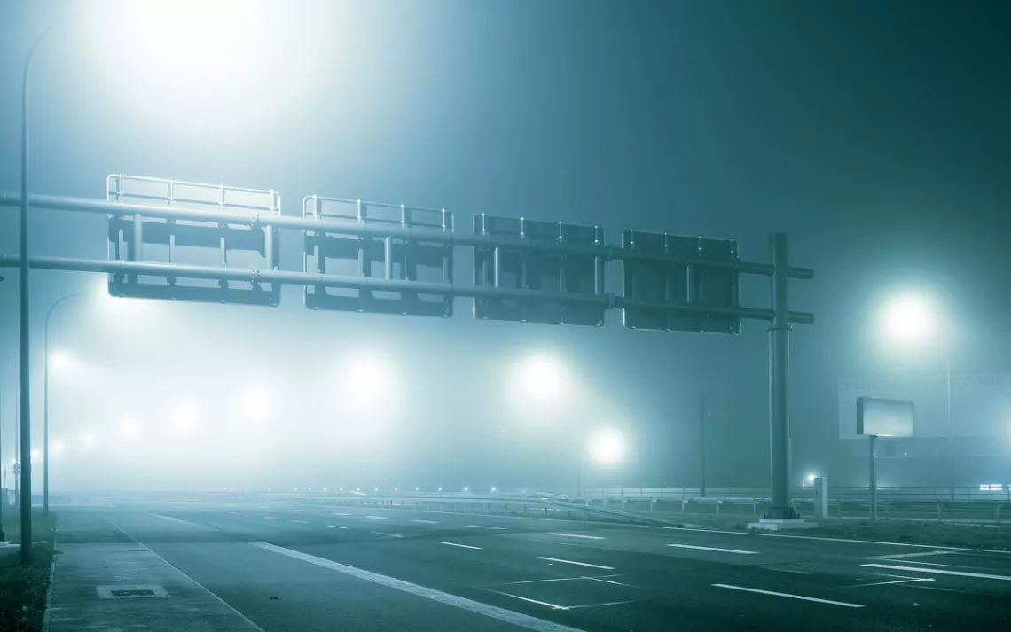 Freeway lights at night
