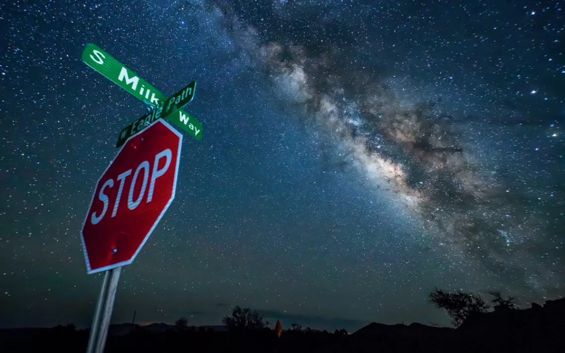 Stop sign at night