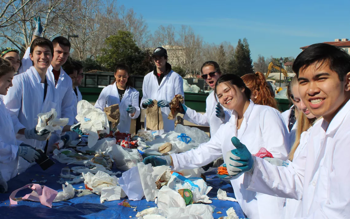 SCU's Center for Sustainability hosts a "waste characterization" almost every quarter for staff, faculty, and students.