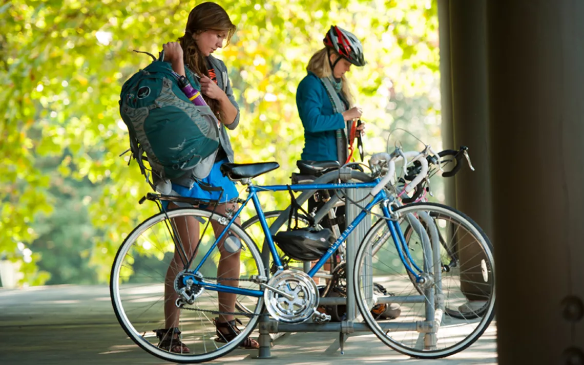 Lewis & Clark students participate in numerous modes of active transit, including biking, walking, taking the bus, and carpooling.