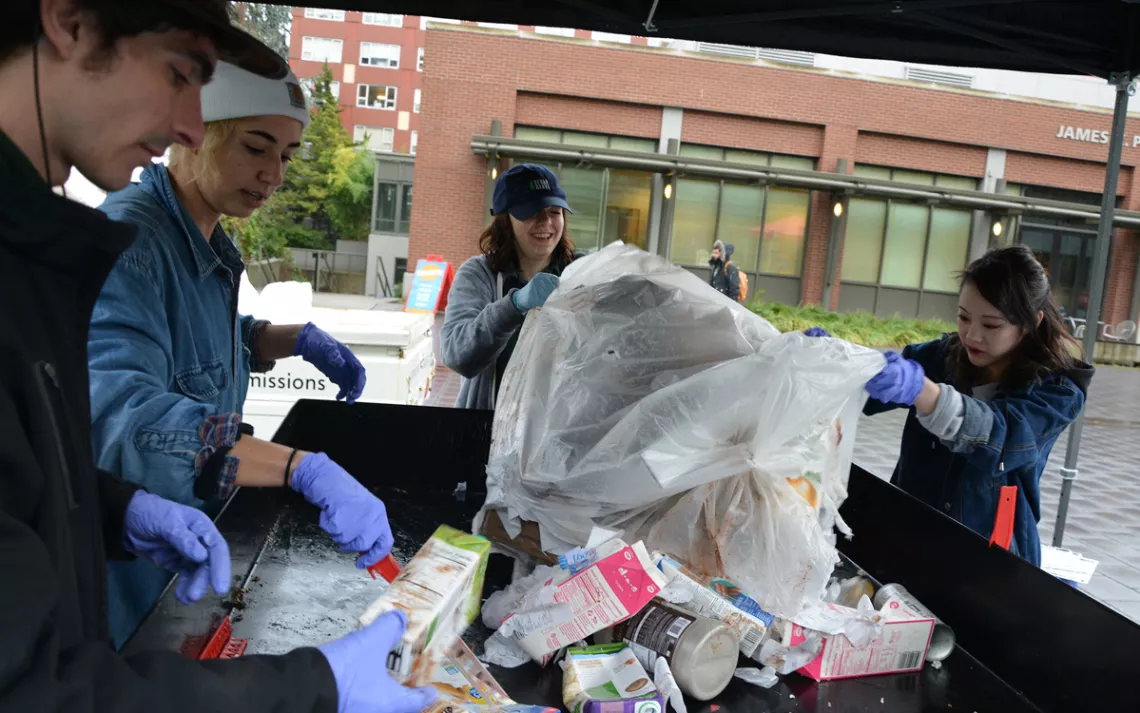 Seattle University students and staff sort one day's worth of trash at the annual Garbology event. 