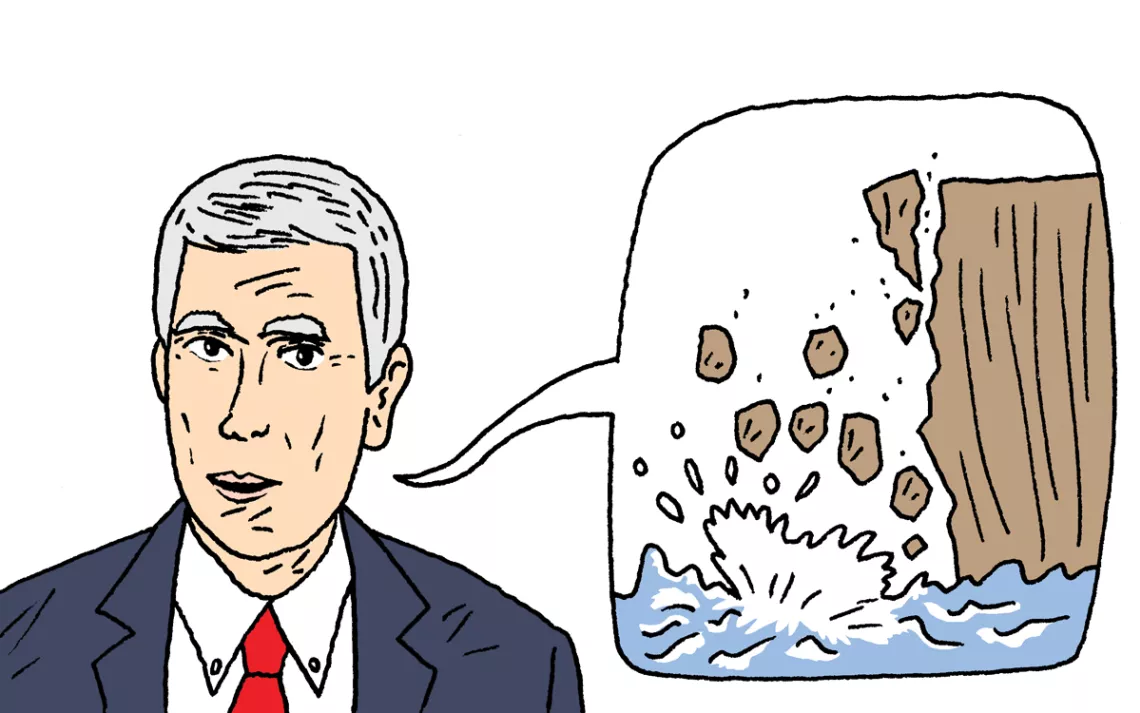 At a hearing of the House Committee on Science, Space, and Technology, Republican Alabama representative Mo Brooks suggests that global sea level rise is caused by rocks falling into the ocean.