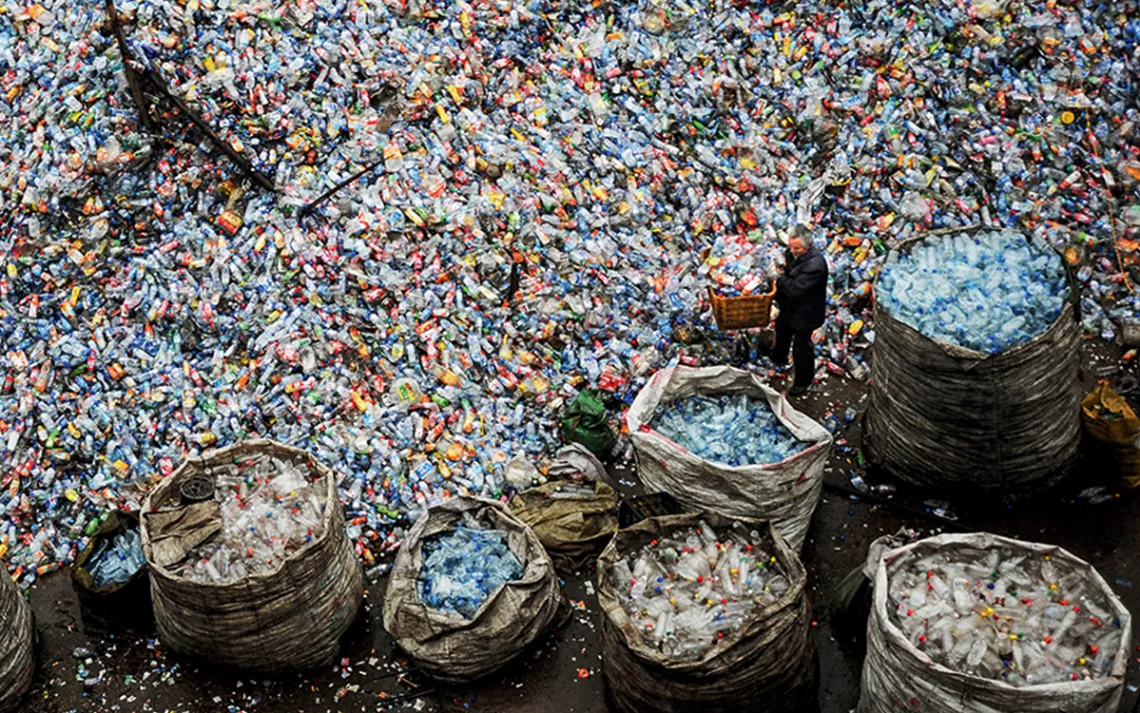 Plastic bottles are sorted in China.