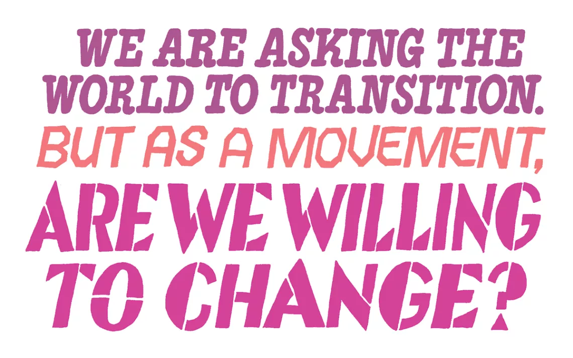 We are asking the world to transition. But as a movement, are we willing to change?