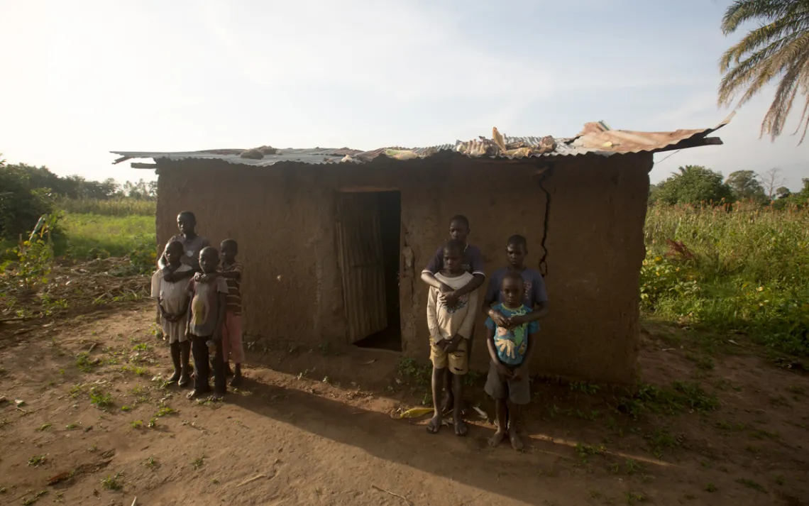 Anyango’s nieces and nephews in front of their hut