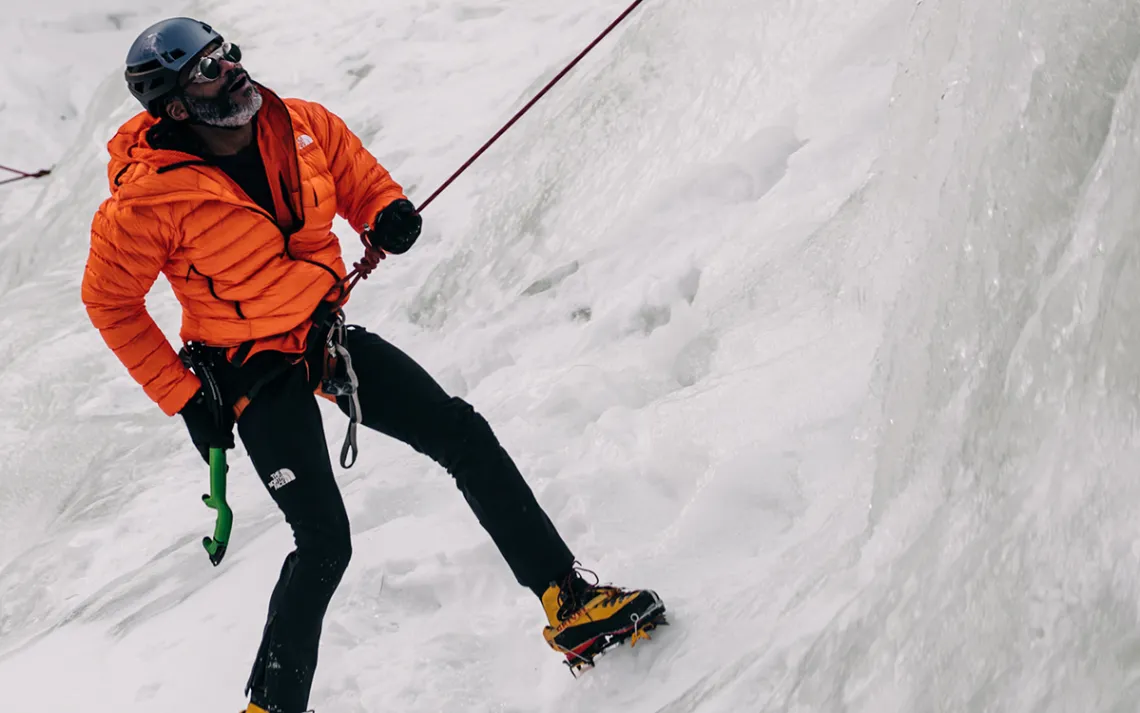 Team member Demond “Dom” Mullins, climbing during a training trip in Nepal.