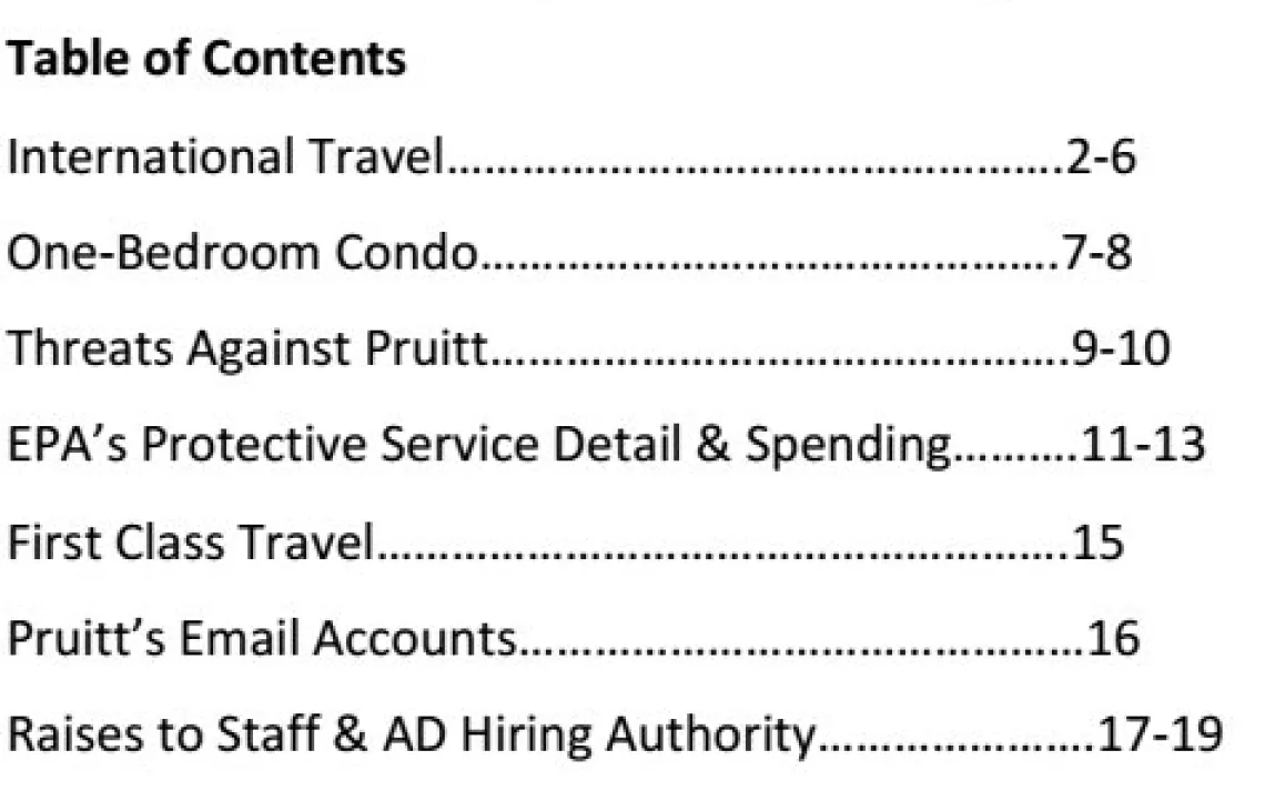Table of contents
