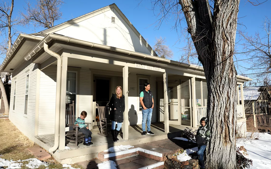Brigid Moriarty with her husband, Vinicio, and their two kids at&nbsp;Chautauqua.