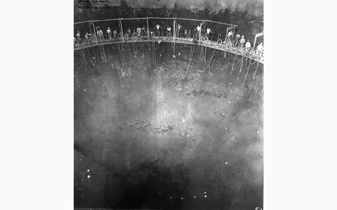 Miners building one of Red Hill's 20 fuel storage tanks in 1942
