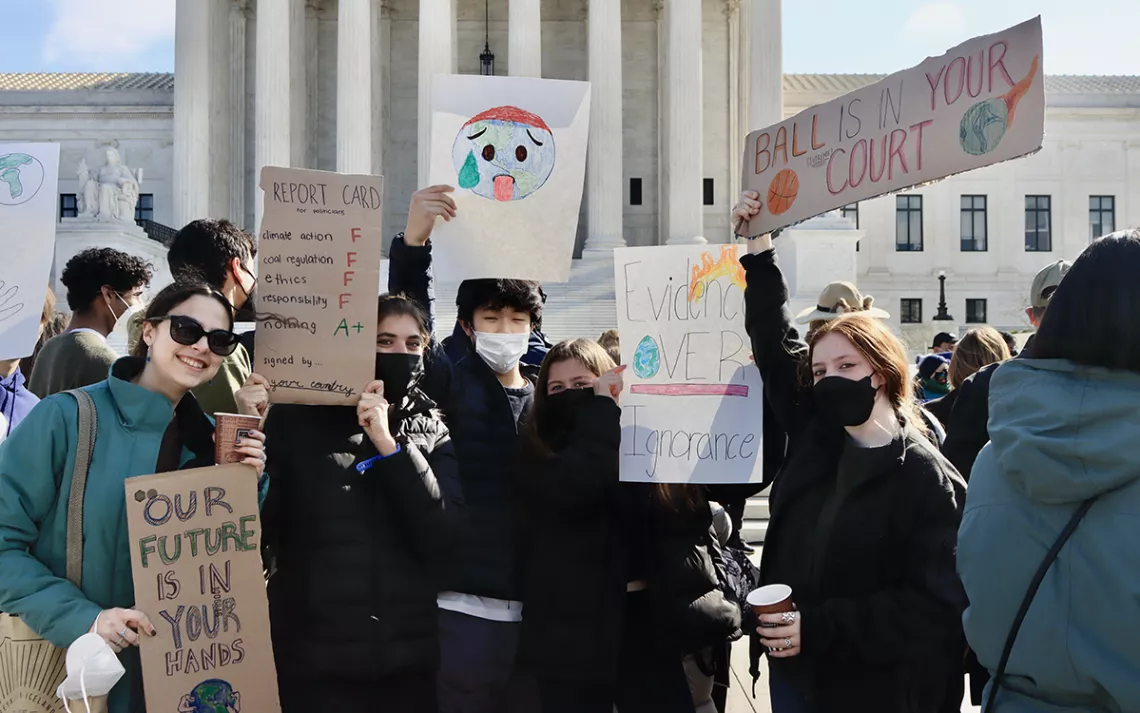 Climate protesters at the Supreme Court
