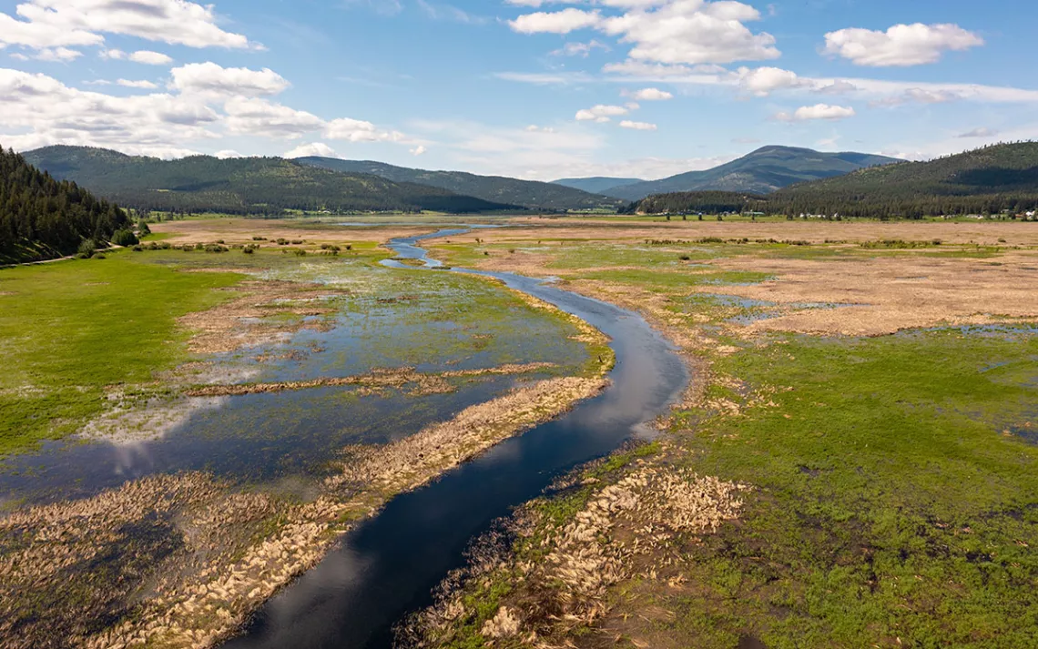Ashley Creek flows through the Smith Valley west of Kalispell on May 23, 2023.