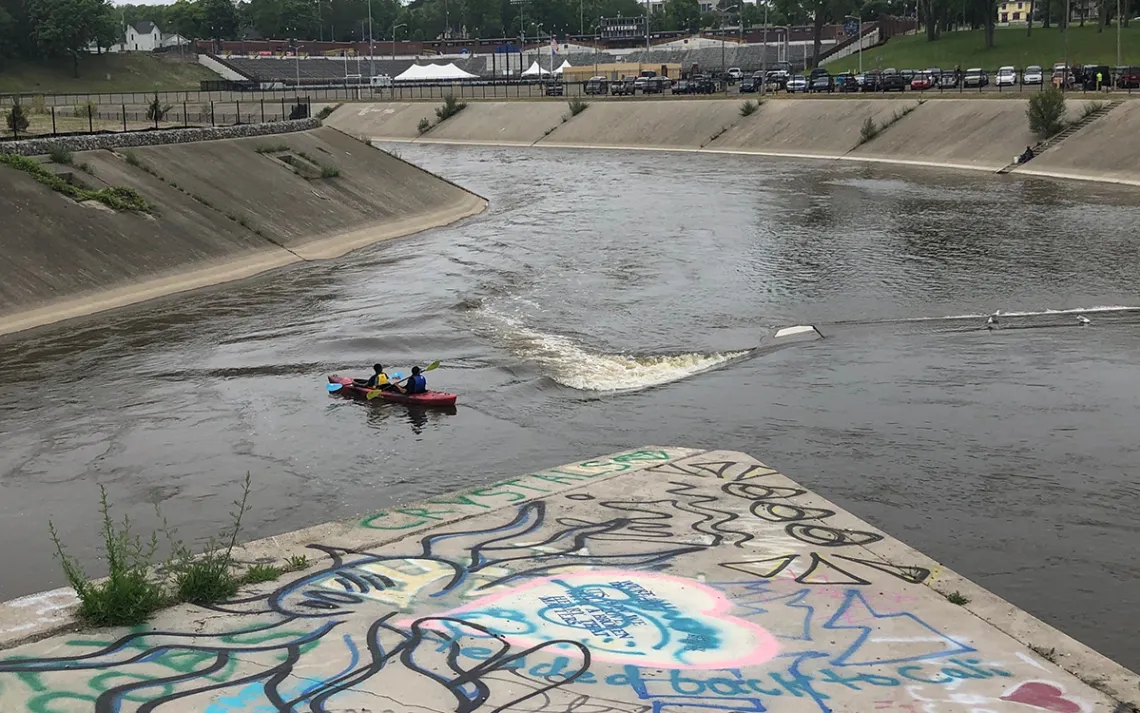 The convergence of Swartz Creek and the Flint River provides paddlers with mild rapids to navigate while on the Flint River.