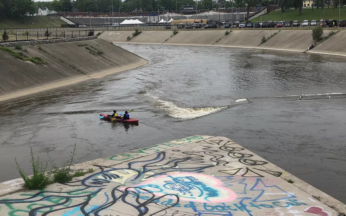 The convergence of Swartz Creek and the Flint River provides paddlers with mild rapids to navigate while on the Flint River.