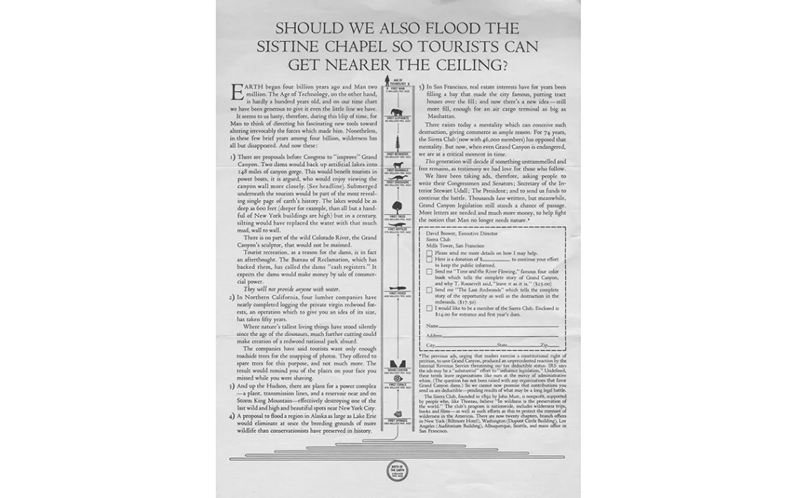 advertisement against dams in the Grand Canyon