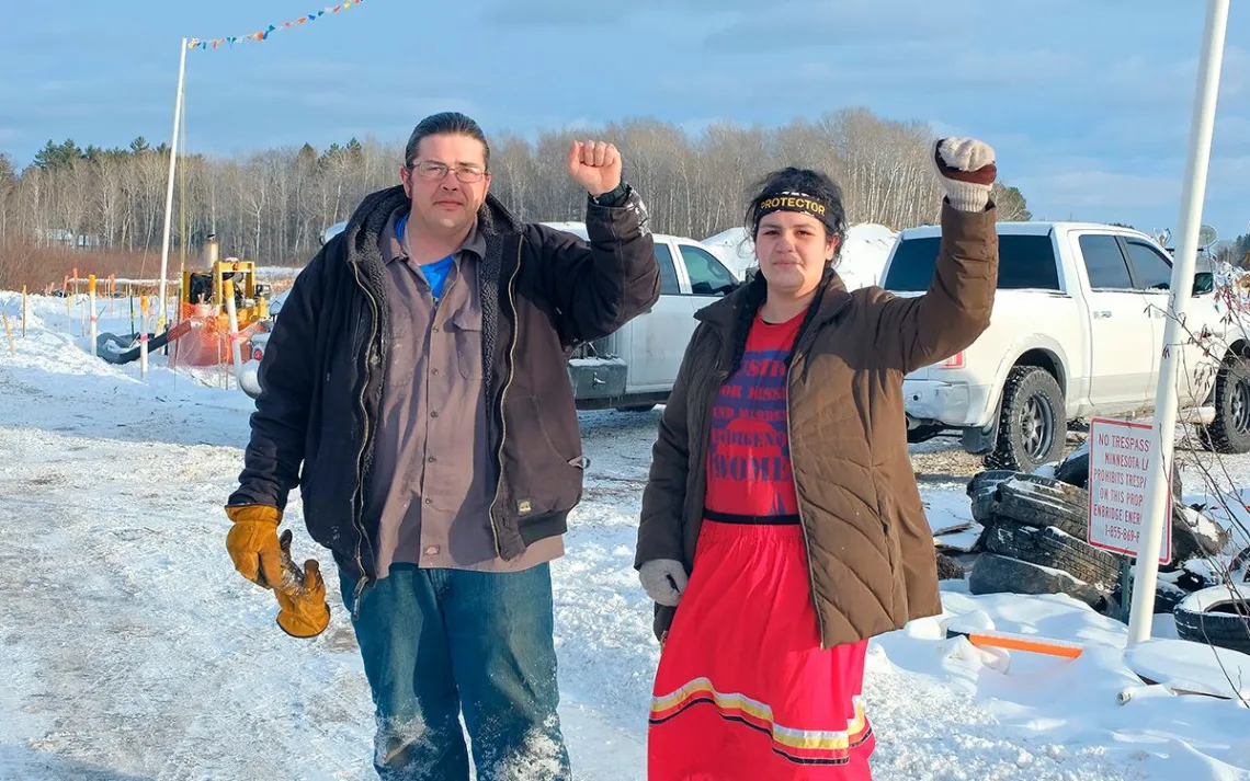 Taysha&nbsp;Martineau and activist Jason Goward at Camp&nbsp;Migizi