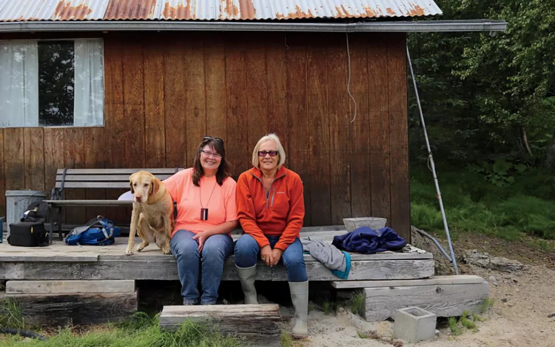 Marilyn Barksdale (left, with Lyn Jorgensen) spent much of her childhood on the beach in Beluga.