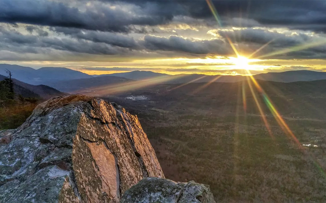 2600 foot elevation at the top of White Rocks Rock Slide Ice Beds above the Green Mountain Forest Vermont Valley in Wallingford near Montpielier, Vermont
