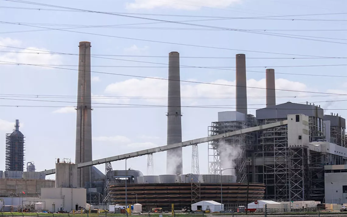 WA Parish Generating Station, a natural gas and coal power plant, in Fort Bend County near Houston, Texas 