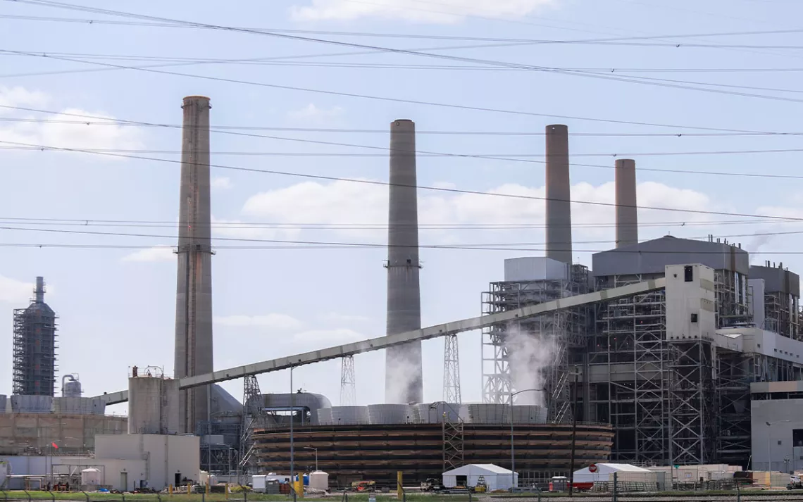 WA Parish Generating Station, a natural gas and coal power plant, in Fort Bend County near Houston, Texas.