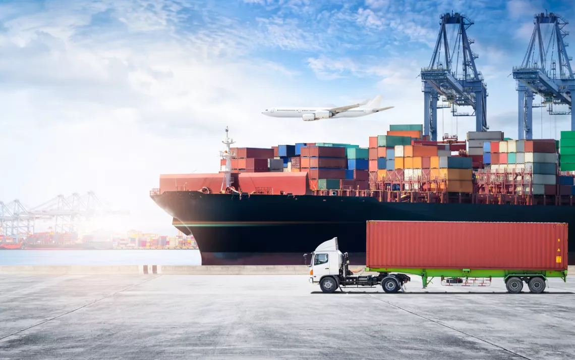 boat with shipping containers