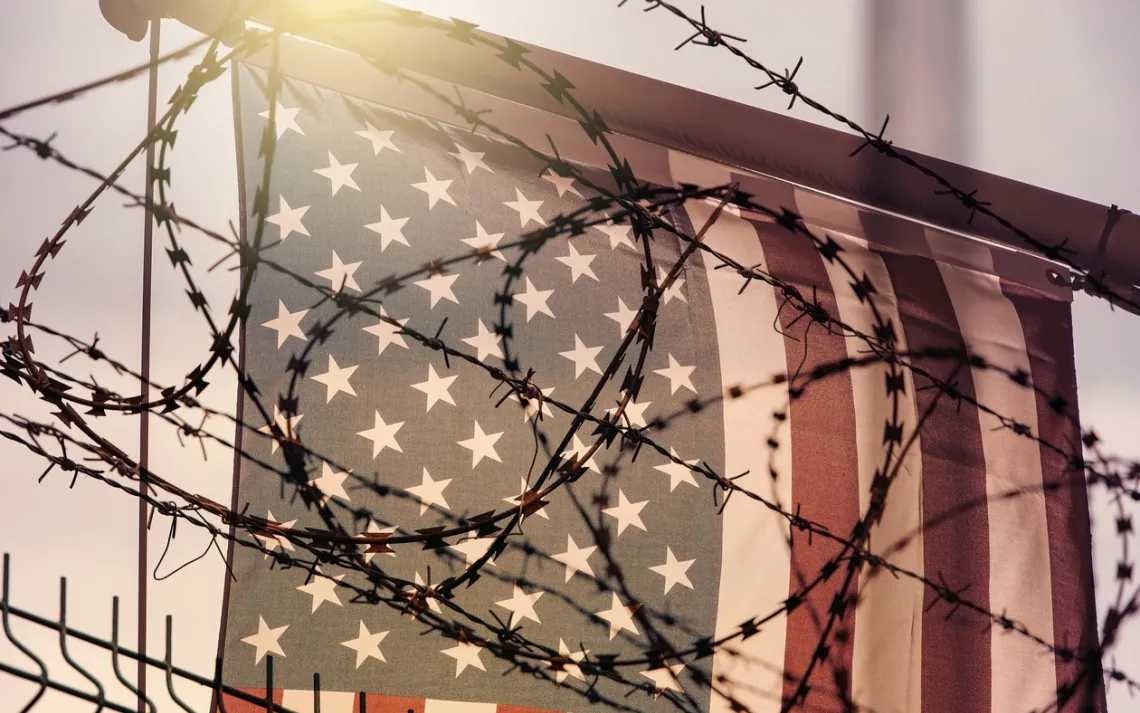 flag with barbed wire