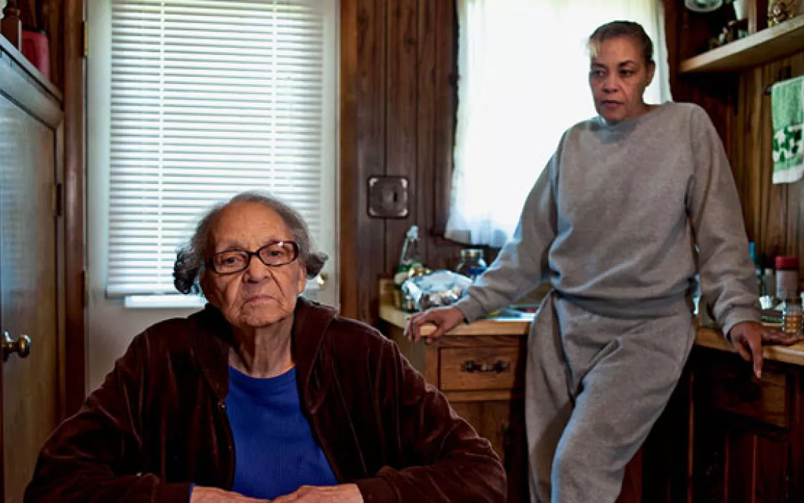 Jeannie Moten and her 90-year-old mother, Edna Moten, both have skin lesions they believe to be caused by nearby fracking operations.