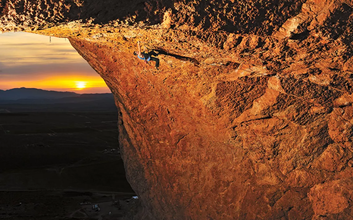 Joe Kinder climbing in Utah's Hurricave