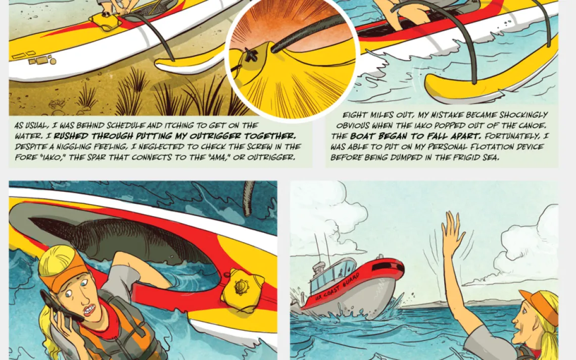 survive illustration of a person in the water after falling out of a canoe