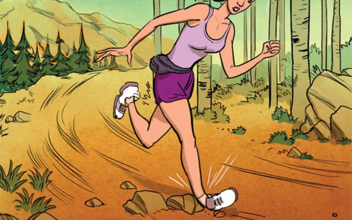 Illustration of a woman running on a trail