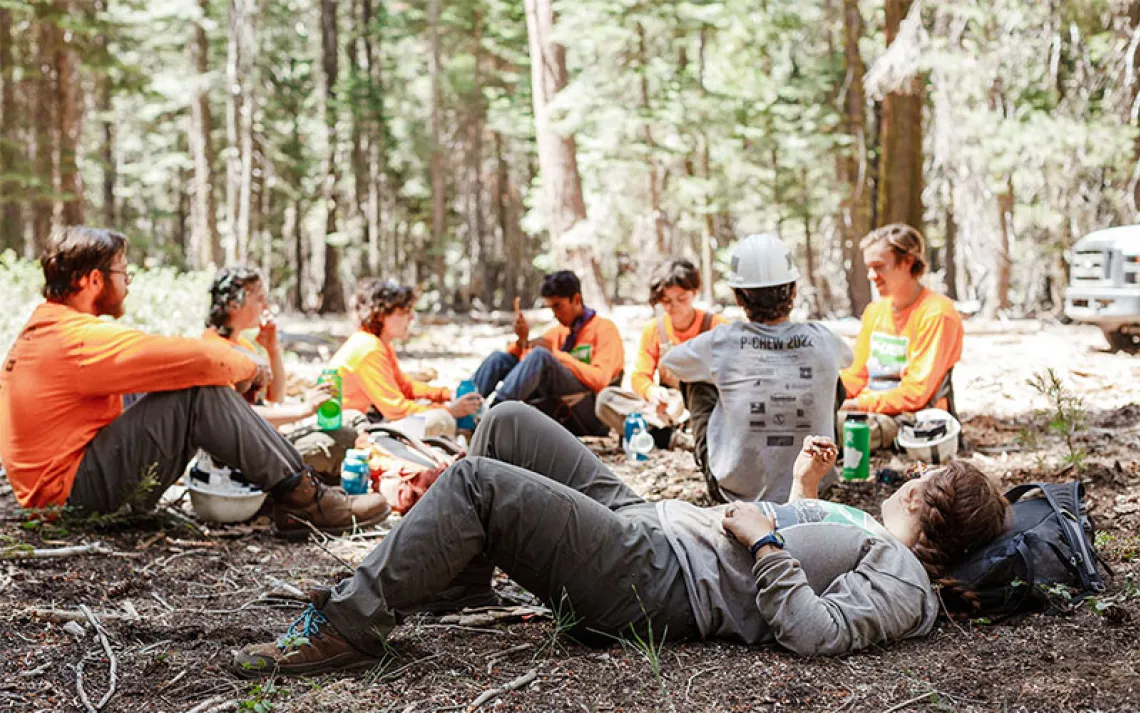 Teenagers in P-CREW learn key technical skills for natural resource careers, supervised by crew leaders and professionals. | Photo credit: Sierra Institute