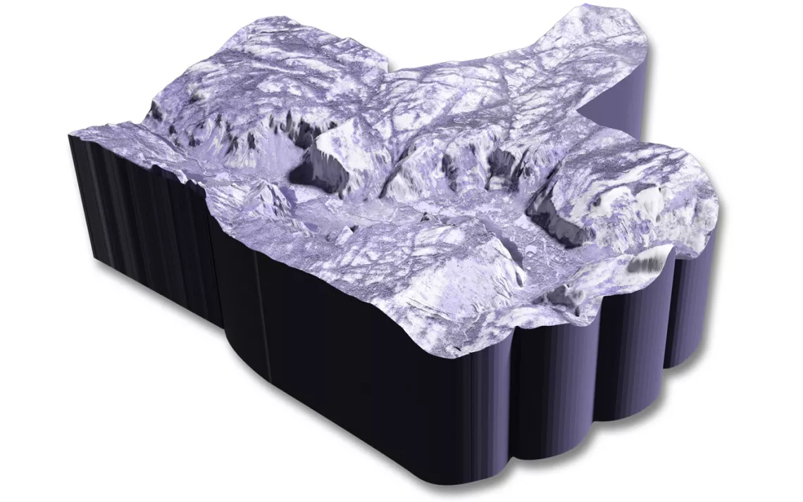 Illustration showing Facebook thumb icon carved out of Yosemite Valley