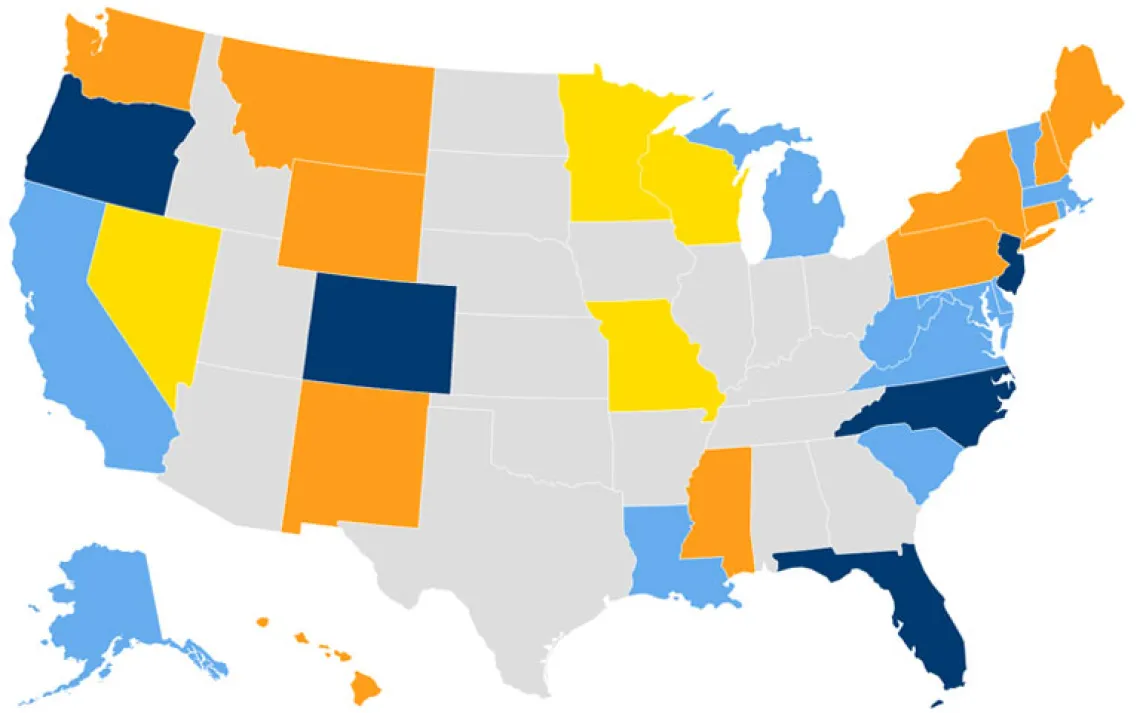 Map of states with climate plans