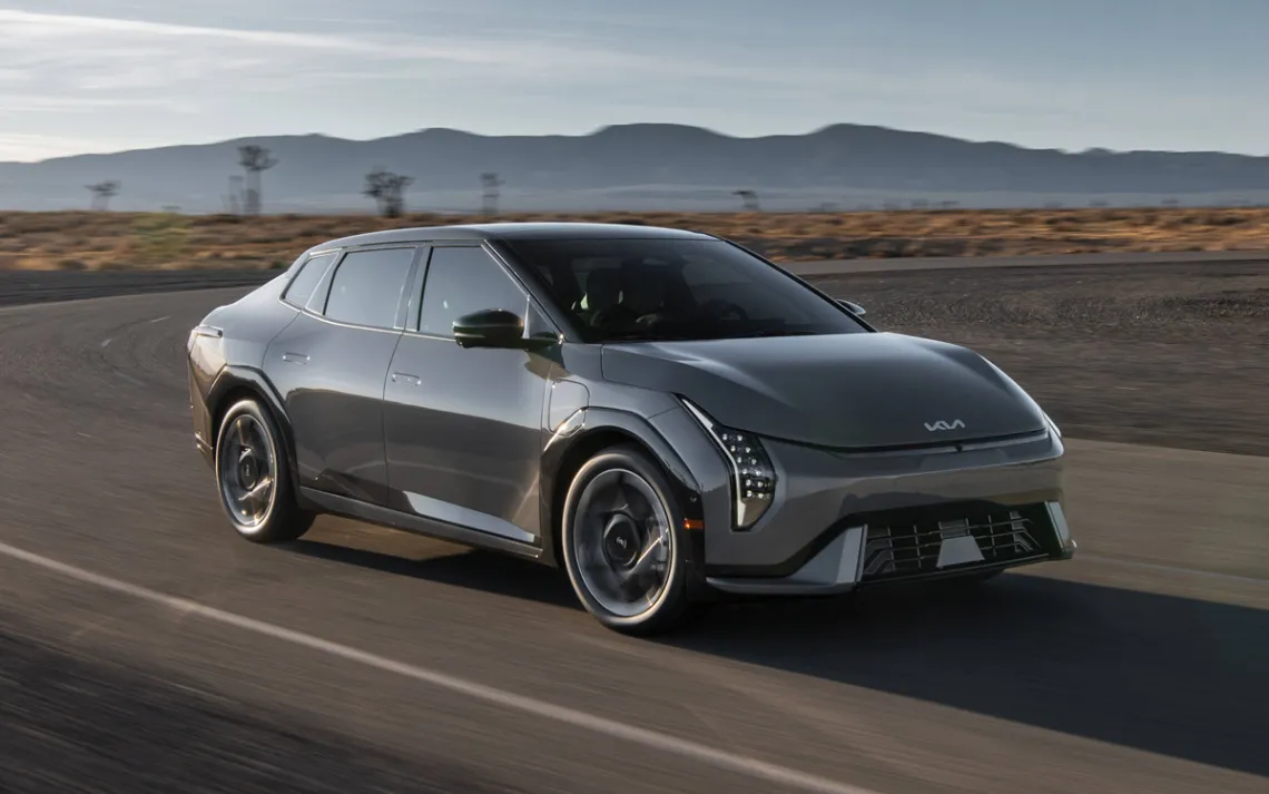 A silver-gray Kia EV4